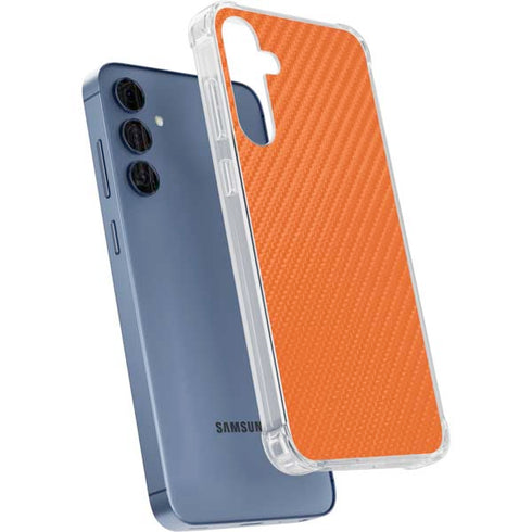 Orange Carbon Fiber Specialty Texture Material Galaxy A35 5G Clear Case